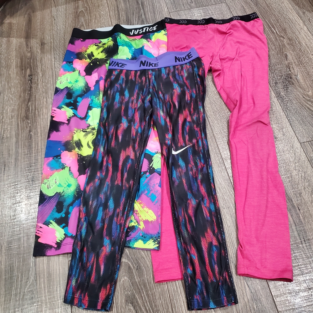 Girls Leggings Set Size 10-12 Kids Multicolor Leggings 3 Pieces